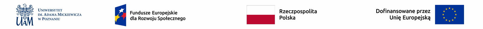 Logotypy: Uniwersytet im. Adama Mickiewicza w Poznaniu, Fundusze Europejskie dla Rozwoju Społecznego, Rzeczpospolita Polska, Dofinansowane przez Unię Europejską